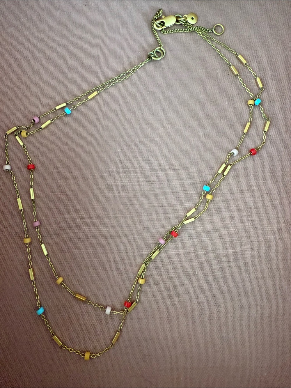 Madewell Gold Multi-Strand Necklace with Colorful Beads